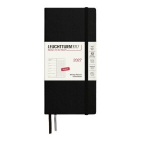 Týdenní plánovač & Zápisník Black, tečkovaný Wallet B6+ x A6 2027, anglicky
