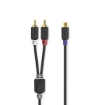 Nedis Stereo Audio kabel 2x RCA (M) - RCA (F) 0.20 m černá (CABW24020AT02)