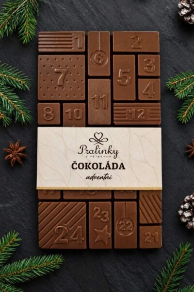 Adventní kalendář z mléčné čokolády 200g Valašská dílna