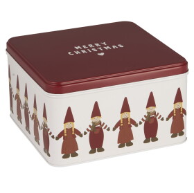 Ib Laursen Plechová dóza Santa's Helpers Square, červená barva, kov