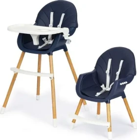 ECOTOYS Jídelní židlička 2v1 Tmavě modrá / od 6 měsíců (HA-004 DARK BLUE)
