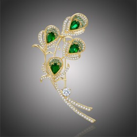 Luxusní brož Swarovski Elements Celine - květina, Zelená