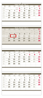 Nástěnný kalendář Helma 2024 - Čtyřměsíční skládaný šedý