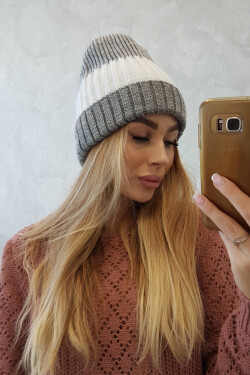 Fleecová čepice Bojana K265 šedá+bílá UNI