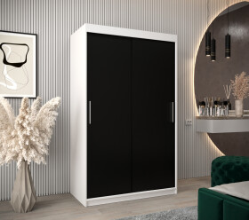 Šatní skříň Abi T0 s posuvnými dveřmi Barva korpusu: Bílá, Rozměry: 120 cm, Dveře: Černá