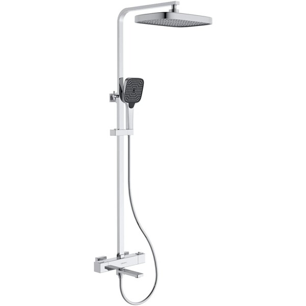 CERANO Sprchový nástěnný sloup Velar - termostatická vanová otočná baterie - chrom
