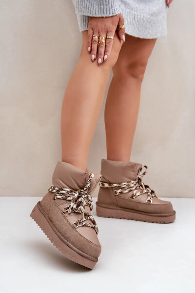 Semišové dámské sněhule s hrubým šněrováním D.Franklin DFSH375003 Taupe 36