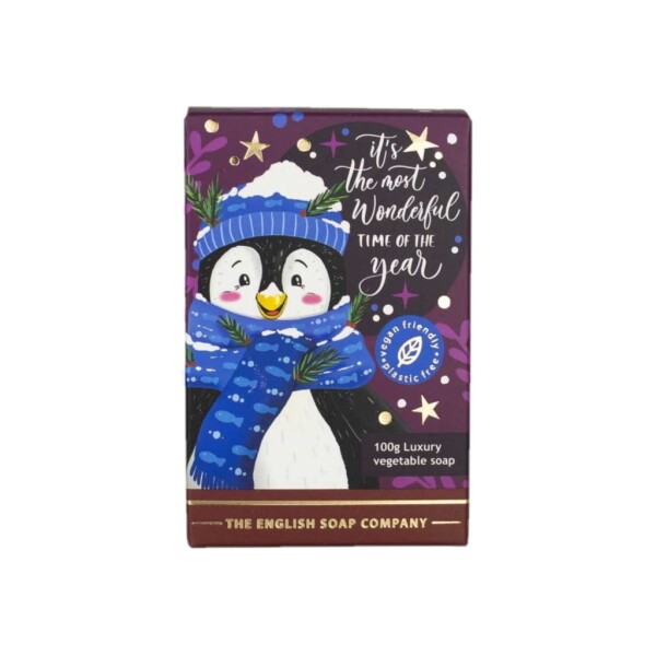 The English Soap Company Vánoční mýdlo Christmas Penguin - 100 g, modrá barva