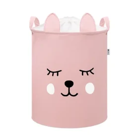 Sipo Koš na hračky se šňůrkou, skládací bavlněný / 43 l, Teddy Bear Pink (SPBT035)