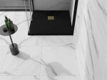 MEXEN/S - Stone+ čtvercová sprchová vanička 80 x 80, černá, mřížka zlatá 44708080-G