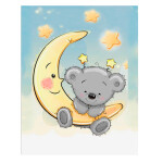 Antistresové omalovánky TSvetnoy TSvetnoy, LC016e, Diamond painting - diamantové malování, 20 x 30 cm, Medvídek na měsíci