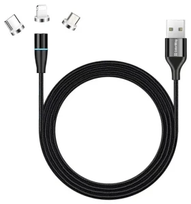 Colorway / Nabíjecí kabel 3v1 / Lightning + Micro-USB + USB-C / Magnetický / QC3.0 / 2,4 A / 1 m (CW-CBUU038-BK)