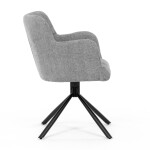 Židle jídelní, šedá látka, černý kov, otočný vratný mechanismus 90°/90° (L/P) - funkce reset