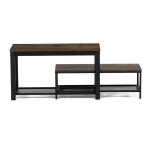 Botník 2 police, MDF dekor staré dřevo, kov - černý matný lak