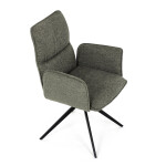 Židle jídelní, zelená látka, 360° vratný mechanismus, černý kov