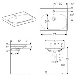 GEBERIT - Acanto Umyvadlo 60x48 cm, otvor pro baterii, s přepadem, bílá 500.620.01.2