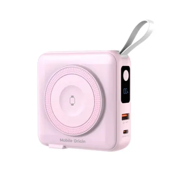 Mobile Origin Powerbank Travel Charger růžová / Lightning / USB-C Cable / MagSafe / AW / iPhone Compatible (PBT-03L-PNK)