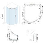 POLYSAN - THRON SQUARE čtvrtkruhová sprchová zástěna 900x900, čiré sklo, levá TL2690-5002