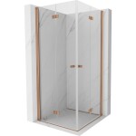 MEXEN/S - Mist-F Duo sprchový kout skládací dveře 85 x 85, transparent, měď kartáčovaná 8A6-085L-085P-65-00