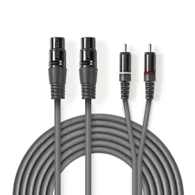Nedis Vyvážený Audio kabel 2x XLR 3pinová (F) - 2x RCA (M) 1.50 m tmavě šedá (COTH15230GY15)