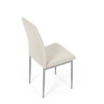 Židle jídelní, krémová látka, šedé kovové nohy