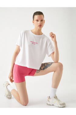 Koton Printed Crop Sports T-Shirt Relax Fit
