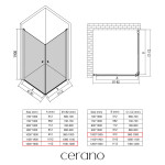 CERANO - Sprchový kout Antelo Duo L/P - 6 mm - chrom, transparentní sklo - 120x100x190 - otočný CER-8050BD143