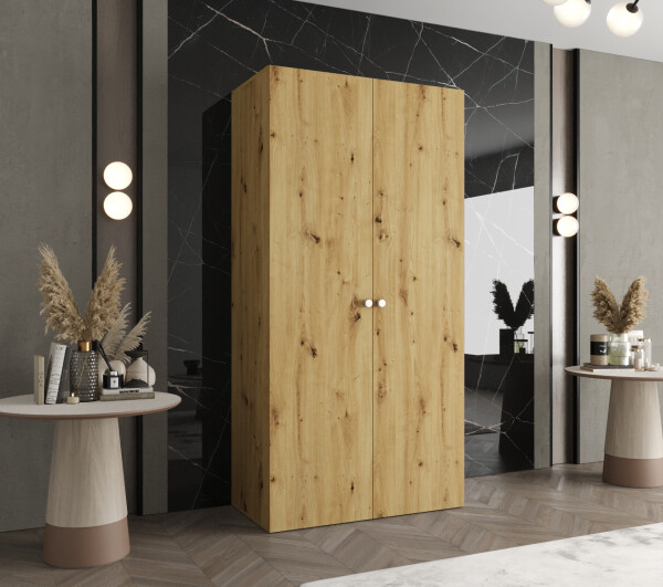 Šatní skříň Abi Parma 1 Rozměry: 100 cm, Pásky / úchyty: Kašmír, Barva korpusu + barva dveří: Dub artisan + Dub artisan