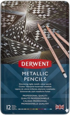 Derwent Derwent, 2305599, Metallic, sada metalických pastelek, 12 ks