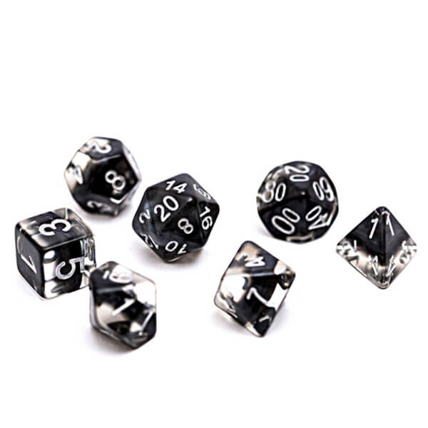 Sada kostek Gate Keeper Games Neutron Dice - Smoke 7-Dice Set