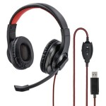 Hama PC Headset HS-USB400 stereo černá / tlačítko MUTE/ ovládání hlasitosti (139927)