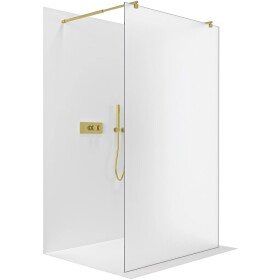 CERANO Sprchová zástěna Walk-in Onyx Duo L/P - 8 mm - kulatá vzpěra - zlatá, mléčné sklo - 110x200 cm