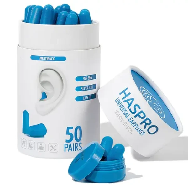 Haspro Universal špunty do uší, pěnové, 50 párů / 100ks, modré (HSEPUF5053)