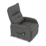 Křeslo polohovací, eletrické, šedá látka.