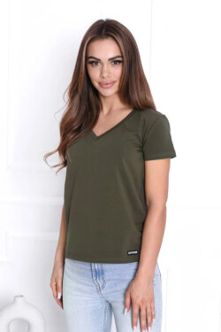 Dámská halenka s krátkým rukávem KHAKI 38