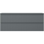 MEXEN/S - Rivel koupelnová skříňka pod umyvadlo 120 cm s deskou, 2 zásuvky, reliéf , grafit mat 91A20-12047-2-BFFC66