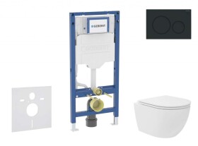 GEBERIT - Duofix Set předstěnové instalace, kompaktního klozetu Oudee Vortex a sedátka softclose, tlačítko Sigma20, matná černá/černá SANI11CA5140B