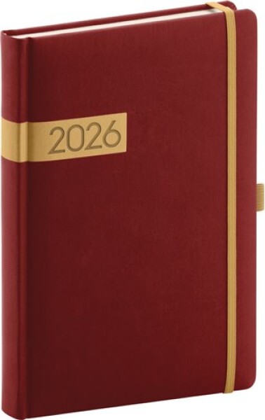 Denní diář Twill 2026, bordó-zlatý