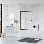 HOPA - Vanová zástěna EASY SLIDE BLACK NEW - Barva rámu - Černá matná, Rozměr A - 100, Rozměr C - 150, Směr zavírání - Univerzální Levé / Pravé, Výplň - Čiré bezpečnostní sklo - 5 mm BCEASL100BCN