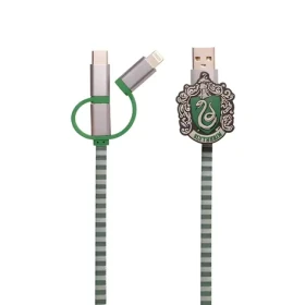 ThumbsUp! Slytherin zelená, šedá / Nabíjecí kabel / 3v1 / USB-A, Micro-USB, Lightning, USB-C / 1 m (1002654)