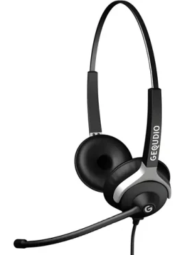 GEQUDIO Headset 2-Ohr černá / Headset / Mikrofon / Potlačení hluku / RJ kabel / Mitel/Aastra/Poly/Gigaset (WA9023)