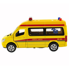 Auto Ambulance 15cm kovové s plastovými doplňky na baterie se světlem se zvukem na zpětné natažení