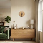 DumDekorace OAK SOUL , 30 cm dřevěné nástěnné hodiny – dubový design s efektem popraskaného dřeva