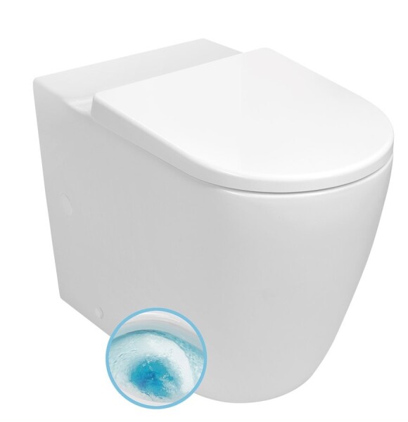 SAPHO - TURKU WC kombi mísa, Vortex Rimless, zvýšený sedák 64x38cm, spodní/zadní odpad, bílá PC104-111