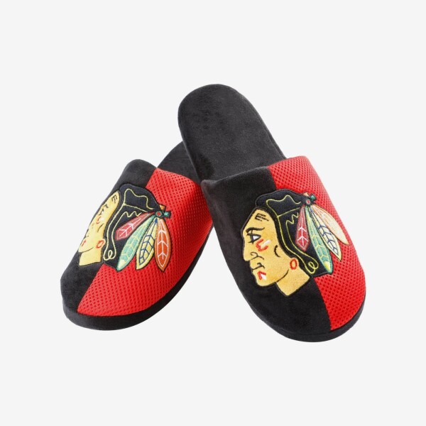 FOCO Pánské pantofle Chicago Blackhawks Team Logo Staycation Slipper Velikost: EU