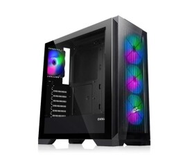 EVOLVEO Ptero Q2G, skříň ATX, 4x ARGB ventilátor, čelní+boční panel sklo, černá EDF_547203