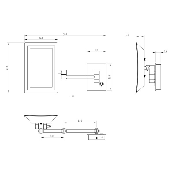 SAPHO - Kosmetické zrcátko závěsné LED, 160x240, chrom MW834