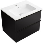 CERANO - Koupelnová skříňka Velora - černá matná, úchytka černá + keramické umyvadlo Novo - bílá lesklá - 61x54,5x46,5 CER-979889