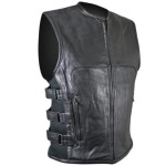 Kožená moto vesta Skull 3D reflexní