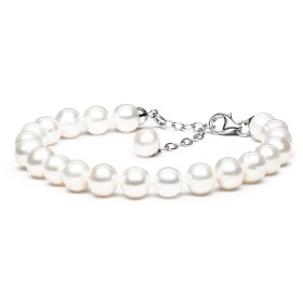 Perlový náramek Charlie - sladkovodní perla, stříbro 925/1000, Bílá 18 cm + 4 cm (prodloužení)